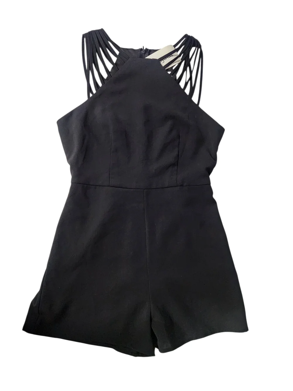 Black Multi Spaghetti Strap Shorts Romper Sz Small NWT - Picture 6 of 9